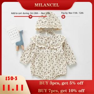 MILANCEL 2021 Autumn Baby Clothing Toddler Girls Bodysuits Big Collar Baby Girl Floral Suit Infant One Piece