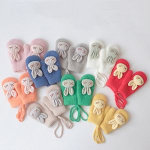 Cartoon Bunny Baby Gloves Warm Autumn Winter Kids Girl Boy Full Finger Gloves Knitted Thick Outdoor Children Toddler Mittens