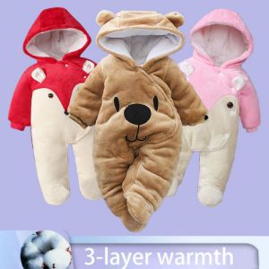 Baby girl clothes cartoon bear jumpsuit newborn baby boy clothes thickened baby jumpsuit cute baby newborn winter clothing