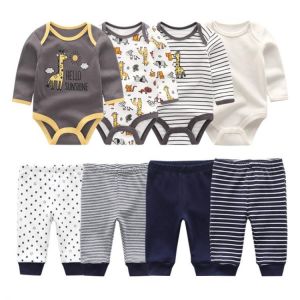 2021 Cotton Baby Girl Clothes Bodysuits+Pants Baby Sets Newborn Clothing Sets Autumn Winter Baby Boy Clothes Roupa de bebe