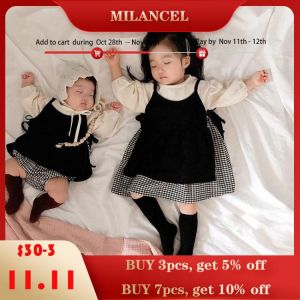 MILANCEL 2020 Baby Clothes 2 pcs Siblings  Clothes Infant Girls Bodysuit Big Sisters Dress 2 pcs Baby Suit
