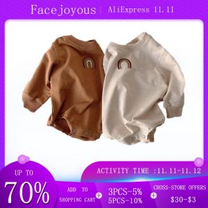 Autumn Newborn Baby Boys Girls Clothes Embroidery Rainbow Bodysuit Cotton Long Sleeve Baby Jumpsuit Cute Lovely Baby Clothing