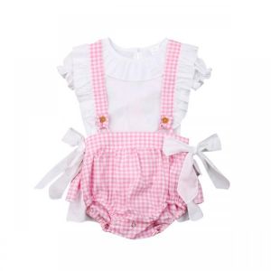 Newborn Baby Girl Clothes Princess Sleeve T-shirt Bow Ruffle Sling Pants Outfits Princess Sleeve Top Bow Ruffle Stripe Pants