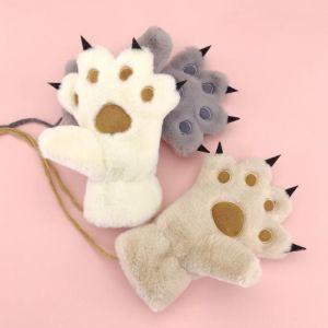Little Bear Palm New Winter Children 's Gloves Cartoon Cute Plush Outdoor Baby Boy Girl Warm Mittens 2- 10 Years Old