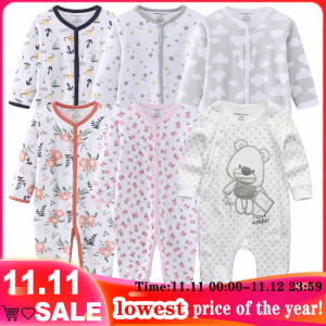0-12Months Baby Rompers Newborn Girls&Boys 100%Cotton Clothes of Long Sheeve 1/2/3Piece Infant Clothing Pajamas Overalls Cheap