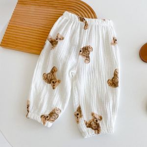Soft Breathable Baby Pants Summer Cartoon Bear Printing Pattern Mosquito Pants Children Clothes Casual Toddler Girls Clothing