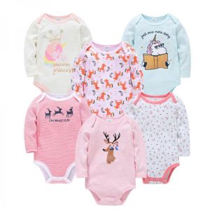 2021 Baby Girls Clothes 3 6 pcs/lot pour nouveaux Cotton Long Sleeve Girl Bodysuit 0-24 Months Newborn Boys Clothing Toddler