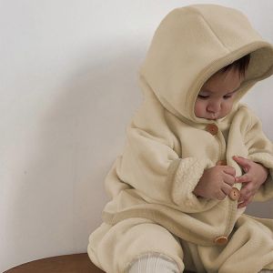 0-24m baby boys clothes winter warm velvet long sleeve coat+pants for toddler girls clothing set thick children outfits Xmas