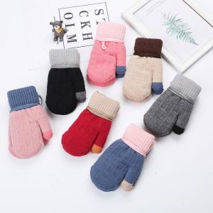0-3 Years Baby Boys Girls Winter Knitted Gloves Warm Rope Full Finger Thick Mittens Gloves for Children Toddler Kids Accessories