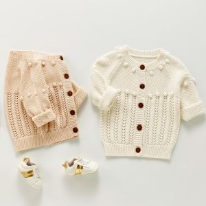 Autumn Baby Girl Knitted Cardigan Casual Kids Designer Clothes Autumn Long Sleeve Sweater Children's Clothing Roupas Infantis