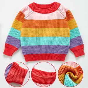 2021 Baby Boy Girl Rainbow Sweater Long Sleeve Newborn Pullover Kids Designer Clothes Children's Clothing Moletom Infantil