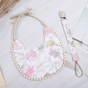 1 Pc Double-sided printing Baby Pacifier Clip Chain Baby Cotton Linen Bib Set Perfect Newborn Shower Gift