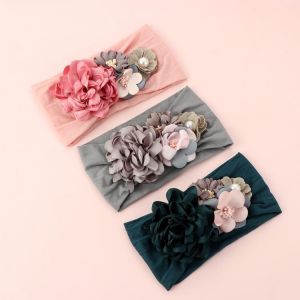Toddler Girls Kid Baby Bow Hairband Elastic Headband Cute 3D Flower Stretch Turban Flower Head Wrap Princess Hair Accessories