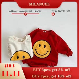 MILANCEL 2021 baby bodysuit sports style baby boys clothes big smile face infant girls clothes baby one piece