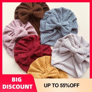 2021 Winter Autumn Baby Hat Turban Cute Bow Knitted Baby Girl Hats Beanie Newborn Soft Cotton Solid Color Infant Kids Headwear