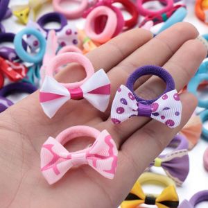10Pcs Polka Dots Bow Hair Ring Rope Elastic Hair Rubber Bands Hair Accessories for Girls Hair Tie Ponytail Holder Headdress
