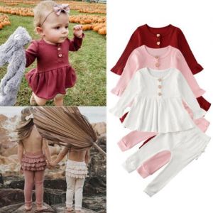 Newborn Kids Baby Girl Clothes Long Sleeve Knitted Tops Sweater+ Ruffle Long Pants Leggings Infant Outfit Set Toddler Clothing