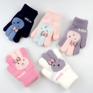 3-14 Years Children Girl Gloves Knitted Winter Boy Full Finger Wool Gloves Baby Girls Cute Rabbit Warm Soft Knitted Kids Gloves