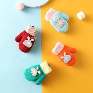 Thicken Mittens for Children Kids Mittens Winter Wool Cute Knitted Gloves Toddler Warm Rope 1-4Years Boy Girl Baby Hand Gloves