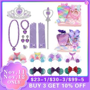 Mermaid Accessories Kids Sequin Mermaid Headband Princes Party Lace Hair Accessories for Children Jewelry Set Girls Photo Props