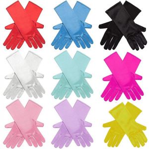 3-10Y Girls Satin Gloves Snow Queen Glove  Princess Costume for Kids Party, Wedding, Formal Pageant Birthday Party