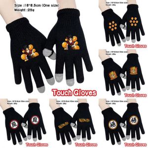 Dragon Ball Z anime touch gloves clothing Accessories Winter Cosplay Props Elastic Thicken Full finger Black glove kid warm gift