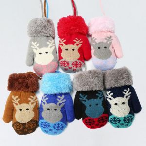 Wecute Child Gloves Mittens for 0-3years Kid Halterneck Gloves Keep Warm in Autumn and Winter Kawai Elk Thicken Super Soft Plush