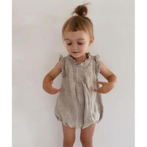 MILANCEL 2021 Spring Baby Bodysuit Korean Cotton Linen Sleeveless Girl Bodysuit