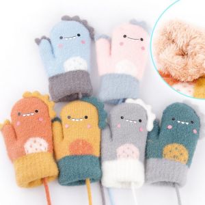 Winter Baby Gloves Cute Cartoon Rabbit Knitted Full Finger Newborn Infant Gloves Warm Plush Girl Kids Mittens Baby Accessories