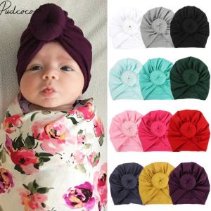 2019 Children Accessories Newborn Toddler Kids Baby Boy Girl Turban Cotton Beanie Hat Winter Warm Soft Cap Solid Knot Soft Wrap