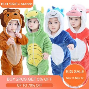 Baby Rompers Winter Kigurumi Lion Costume For Girls Boys Toddler Animal Jumpsuit Infant Clothes Pyjamas Kids Overalls ropa bebes