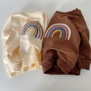 Baby Girls Embroidery Big Rainbow Sweatshirts Autumn Long Sleeve Tops Clothes Toddler Baby Kids Infant Boys Pullover Sweatshirt