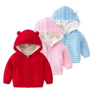 Kids Winter Jackets Plush Cardigan For Girls Woolen Thickened Baby Coats Cute Children Zipper Hooded Warm Tops Boys Jacket