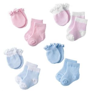 4 Pairs Children Kids Baby Newborn Socks Gloves Anti-scratch Breathable Elasticity Protection Face Mittens Shower Gift