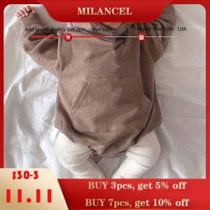MILANCEL 2021 Autumn Baby Bodysuits Little Bear Ears Baby Boys Bodysuit Velvet Children Hoody Bodysuit (NO TIGHTS)