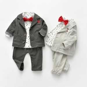 Baby First Birthday Clothes Sets 3Pcs Twin Boys Outfits Spring/Fall Little Gentleman Suits 0-3Y Babies Clothes Baby Shower Gifts