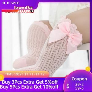 lawadka Baby Girl Socks Toddler Baby Bow Cotton Summer Mesh Baby Knee Socks Newborn Infant Non-slip Long Baby Boys Socks 0-2T