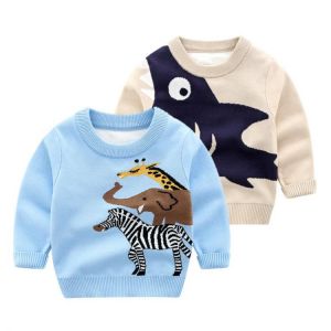 Baby Boy Sweater Spring/Autumn Cotton Tops For Kids Long Sleeve Soft Clothes Cute Cartoon Print Children Boys Sweaters 2-9Y Kids