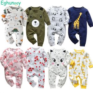 Newborn Baby Boys Girls Romper Pajamas Infant Clothing Cotton Long Sleeve Print O-Neck Comfy Jumpsuit Toddler Clothes Outfits