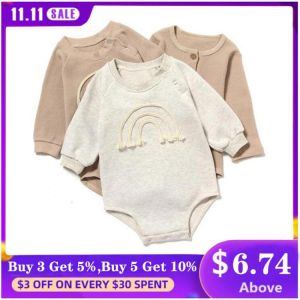 Spring Autumn Newborn Baby Girl Rompers Baby Girl Long Sleeve Pure Color Rompers Baby Boy Girl Rompers Clothes