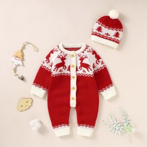 Ma&Baby 0-18m Newborn Infant Baby Girls Boys Christmas Costumes Knitted Long Sleeve Deer Romper Jumpsuit Warm Xmas Clothes DD4