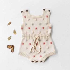 all in one place ילדים ותינוקות Knitted Baby Clothes 2021 Newborn Baby Rompers Handmade Pompom Baby Girl Romper 100% Cotton Infant Baby Boys Jumpsuit Overalls