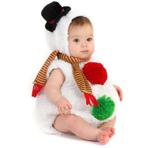 Cute Toddler Christmas Outfits Infant Baby Boys Girls Christmas Xmas Snowman Modelling Fleece Romper Scarf Sets Baby Costume