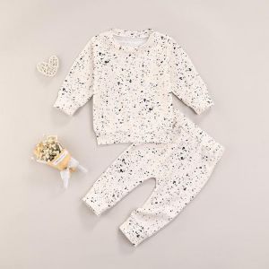 Toddler Baby Boy Girls Sweatshirt 2pcs Tracksuits Set Infant Casual Newborn Outfits Spot Print Long Sleeve + Pants Clothing Set