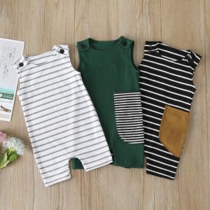 2021 New Baby Boys Girls Clothes Newborn Romper Infant Jumpsuit Summer Cotton Striped Patchwork Rompers Cool Shorts Babies 0-24M