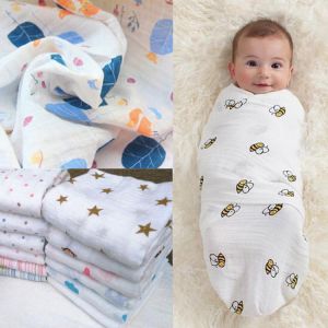 New Cute Nursery Infant Baby Swaddling Blanket Newborn Infant Cotton Swaddle Towel Soft Baby Printed Blanket 120*120cm