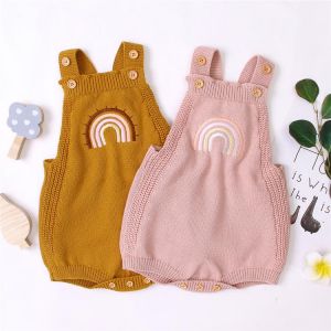 Ma&Baby 3-24M Newborn Infant Baby Girl Boy Rainbow Romper Knitted Jumpsuit Overalls Cute Toddler Baby Costumes