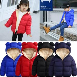 Baby Cotton-padded Jacket Autumn Winter Warm Long Sleeve Zip Up Hooded Jumpsuit with Gloves for Toddler Boys Girls