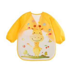 Cute Baby Bibs Waterproof Full Sleeve Cartoon Animals Kid Apron Smock Bib Toddler Feeding Bibs Clothing Kids Accessories