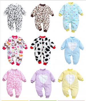 Baby Girl Boy Thick Romper Warm Winter Newborn Infant Baby Leopard Carto Fleece Romper Jumpsuit Soft Pajamas Clothes 2021 Newest